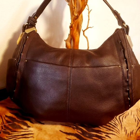 NWOT VINCE CAMUTO-Imp.Brown Gold Studded Accent Handbag - Picture 7 of 8